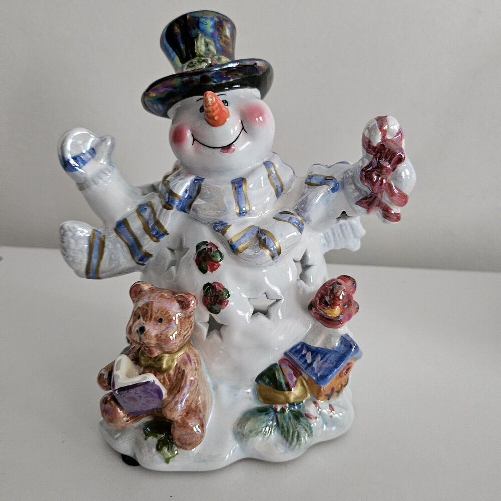 Dalton Snowman Iridescent Tealight Votive Candle Holder